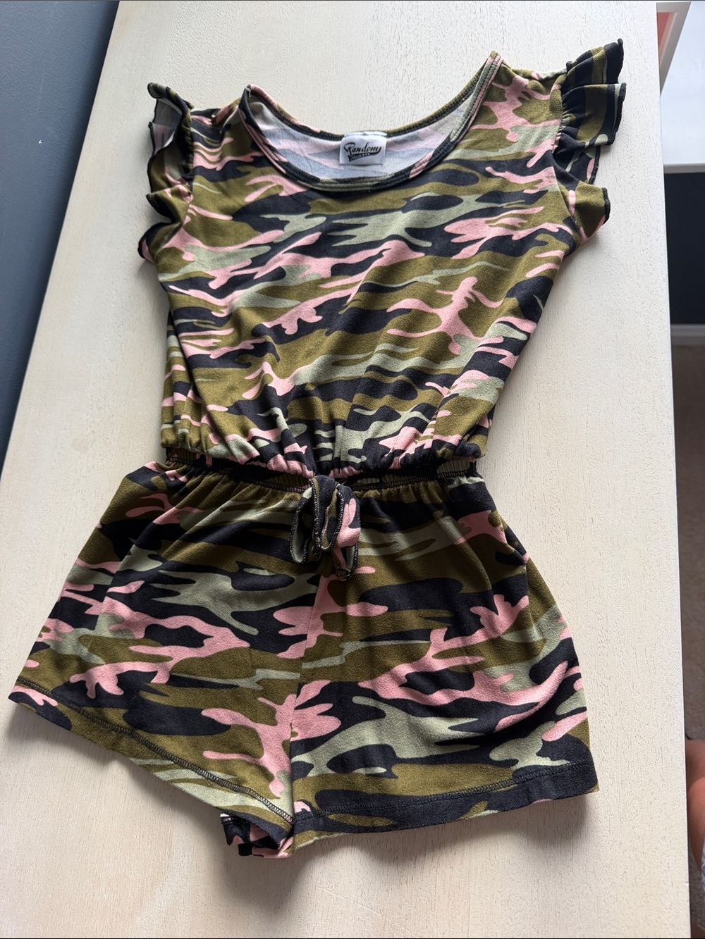 Rainbow Girls Camo Romper in Pink & Olive